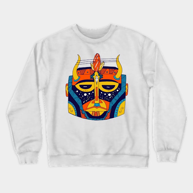 Orange Blue African Mask No 8 Crewneck Sweatshirt by kenallouis